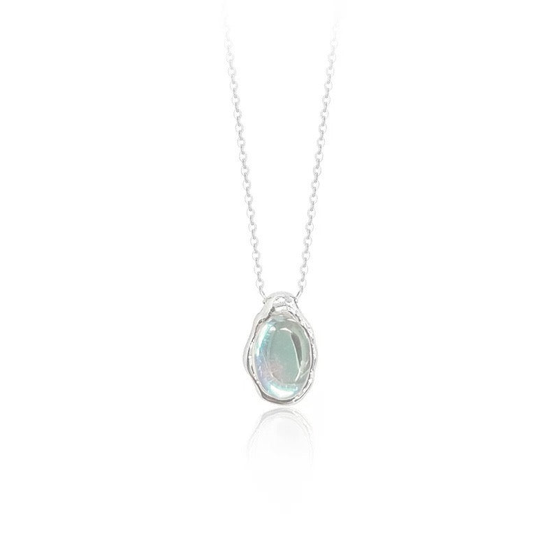 Green Teardrop Gemstone Necklace | 925 Sterling Silver