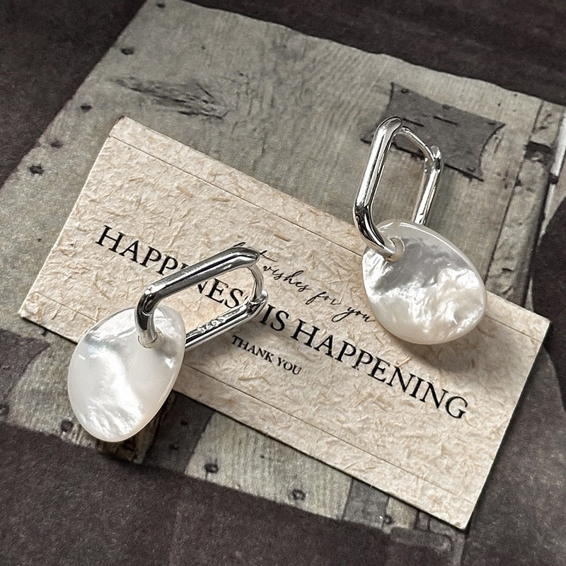 Iridescent Shell Drop Earrings | 925 Sterling Silver