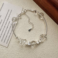 White Crystal & Silver Bead Bracelet | 925 Sterling Silver