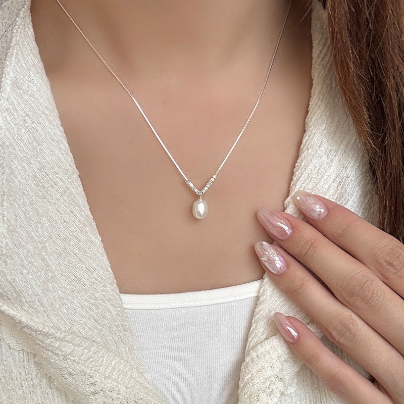 Freshwater Pearl & Silver Bead Necklace | 925 Sterling Silver