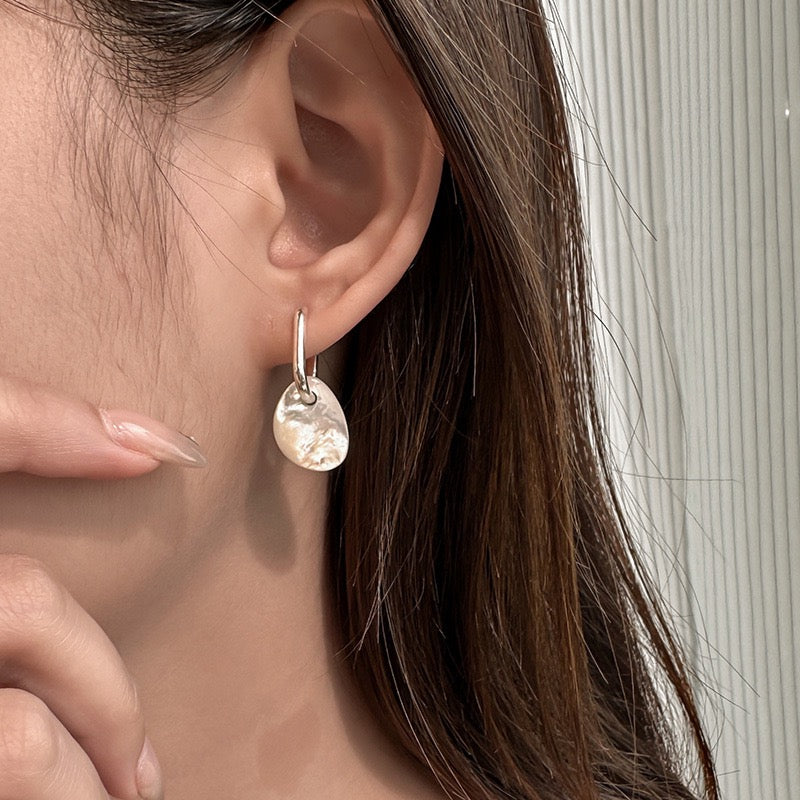 Iridescent Shell Drop Earrings | 925 Sterling Silver