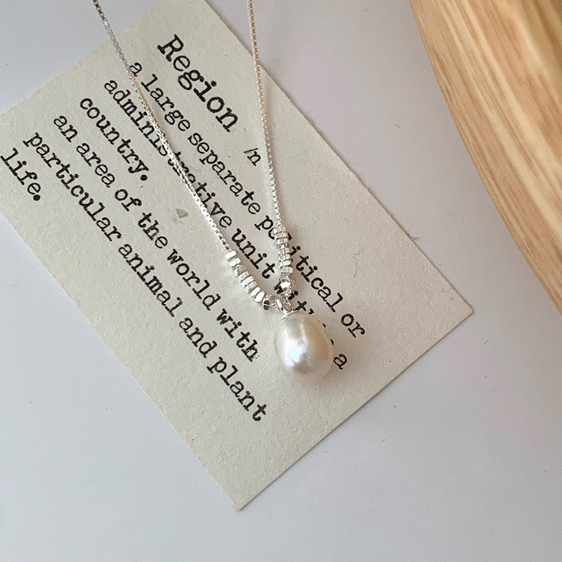 Freshwater Pearl & Silver Bead Necklace | 925 Sterling Silver