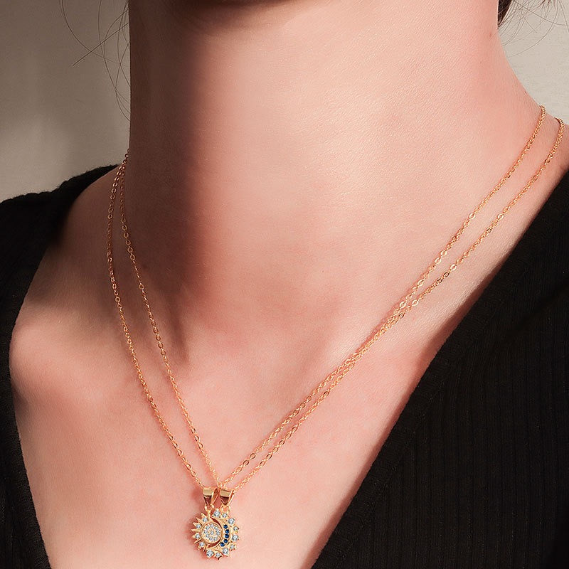 Celestial Sun & Moon Necklace | 925 Sterling Silver