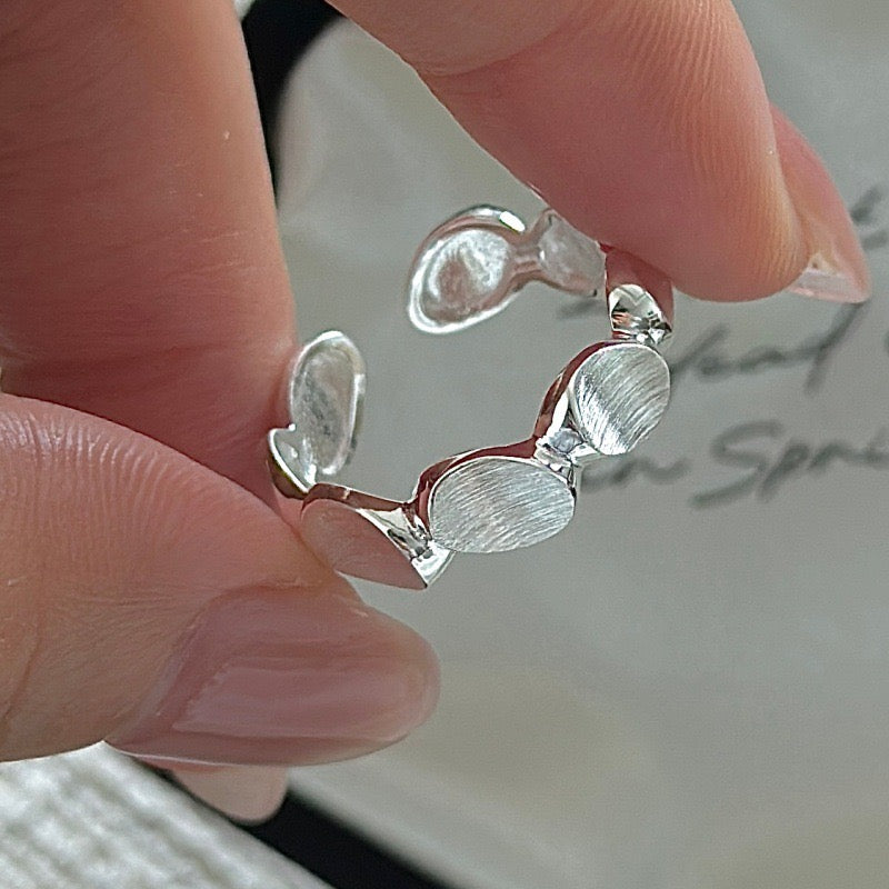 Silver Bean Open Ring | Minimalist Organic Sculptural Ring