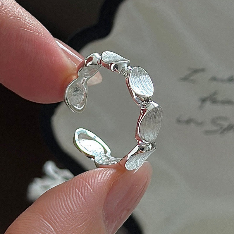 Silver Bean Open Ring | Minimalist Organic Sculptural Ring