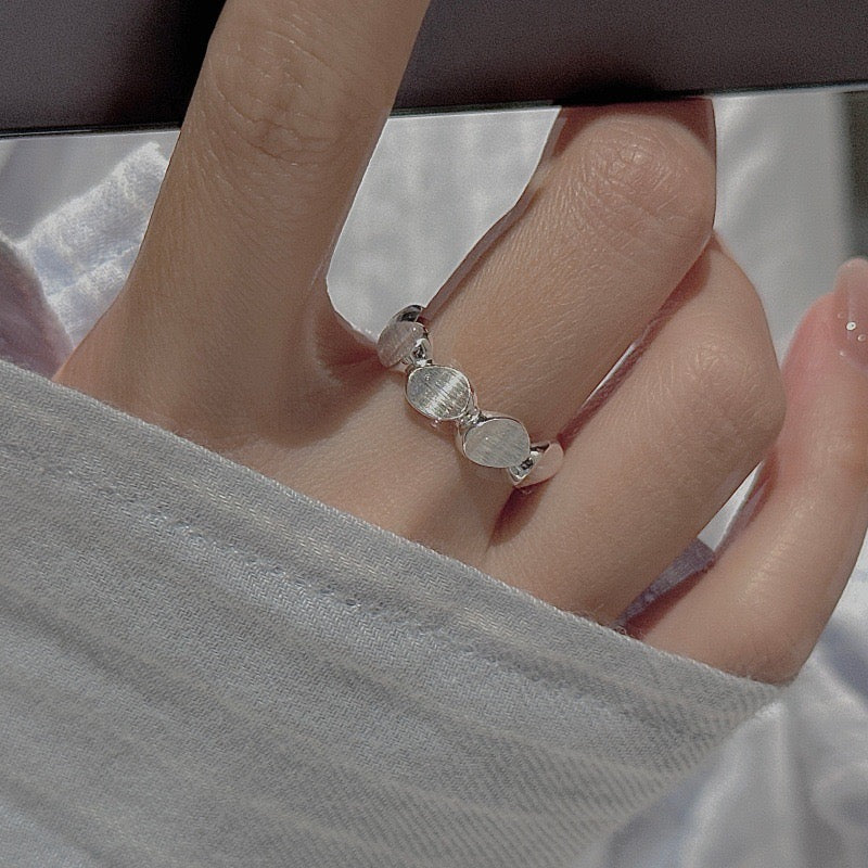 Silver Bean Open Ring | Minimalist Organic Sculptural Ring