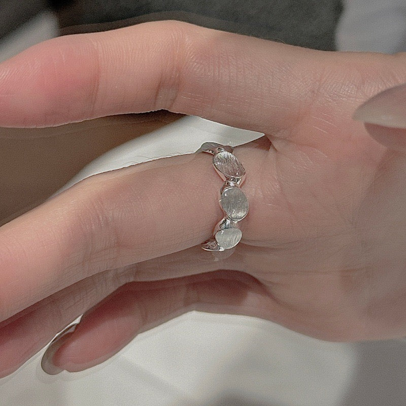 Silver Bean Open Ring | Minimalist Organic Sculptural Ring