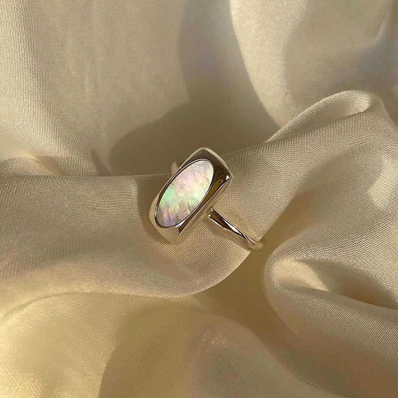 Iridescent Mother-of-Pearl Open Ring