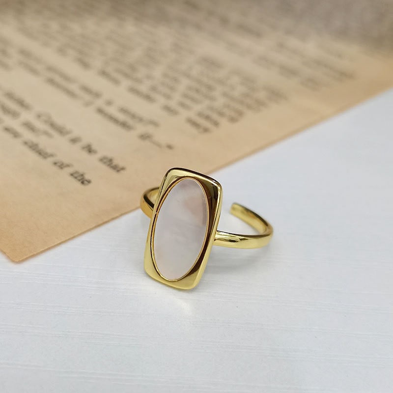 Iridescent Mother-of-Pearl Open Ring