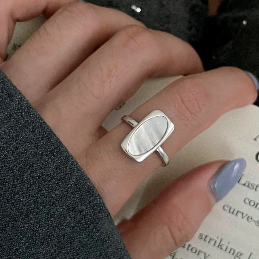 Iridescent Mother-of-Pearl Open Ring