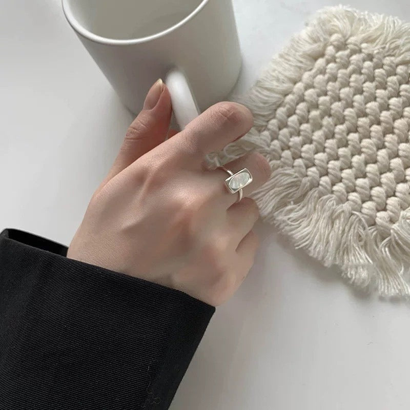 Iridescent Mother-of-Pearl Open Ring